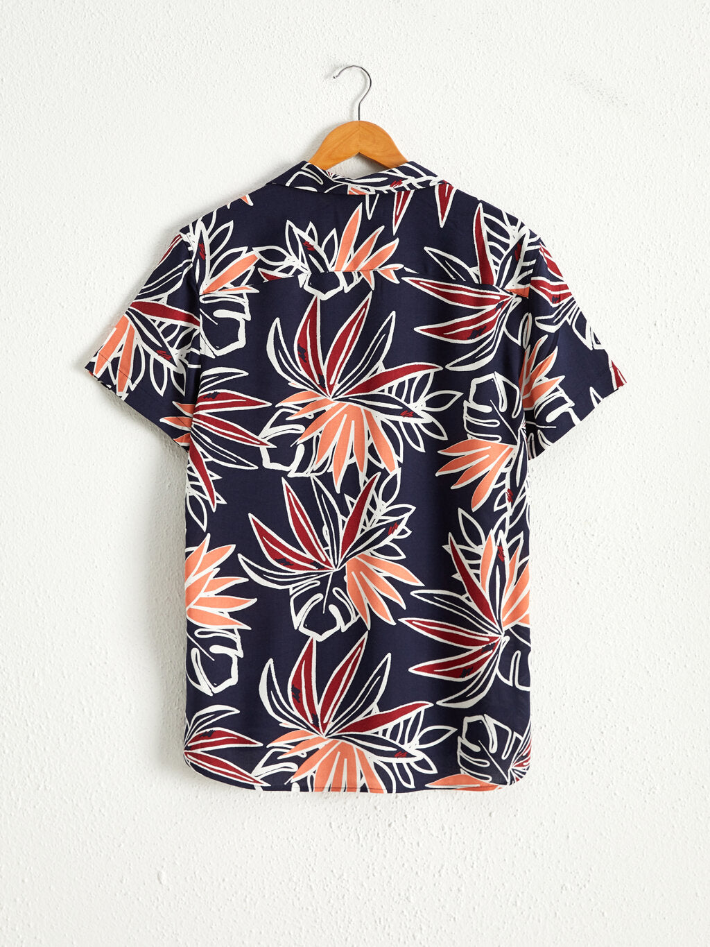 Slim Fit Patterned Short Sleeve Viscose Shirt