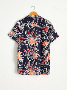 Slim Fit Patterned Short Sleeve Viscose Shirt